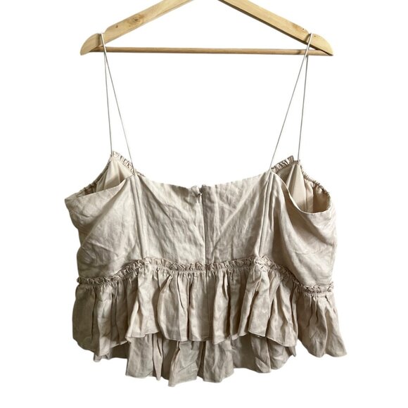 Brock Collection x H&M Organic Linen Pleated Peplum Corset Blouse Cream XXL NWT - Picture 4 of 11